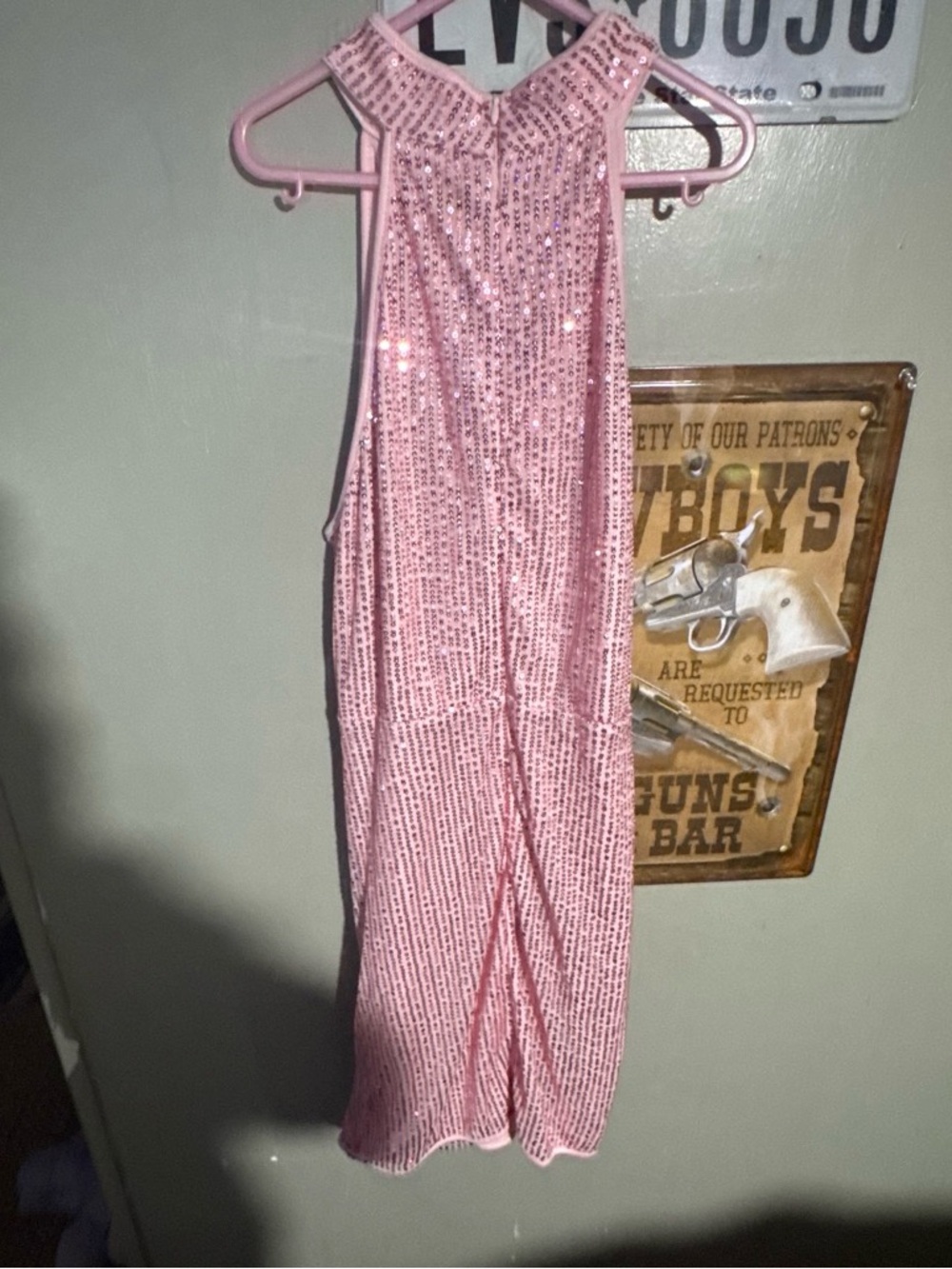 Amazon Pink Sequin Halter Dress